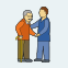 elderly person with carer icon